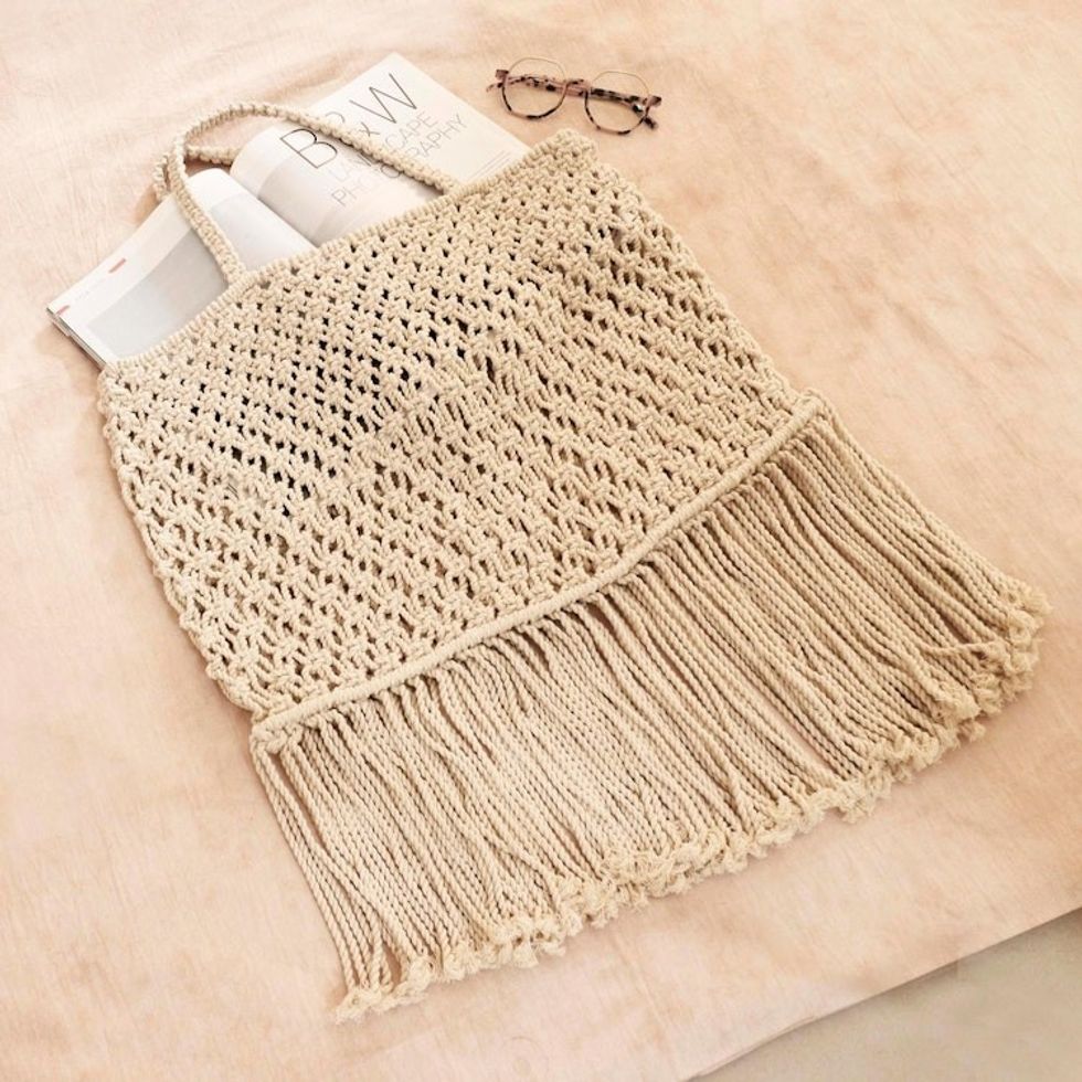 Bohemian Macrame Cotton Handle Handbag 'Essential Boho'