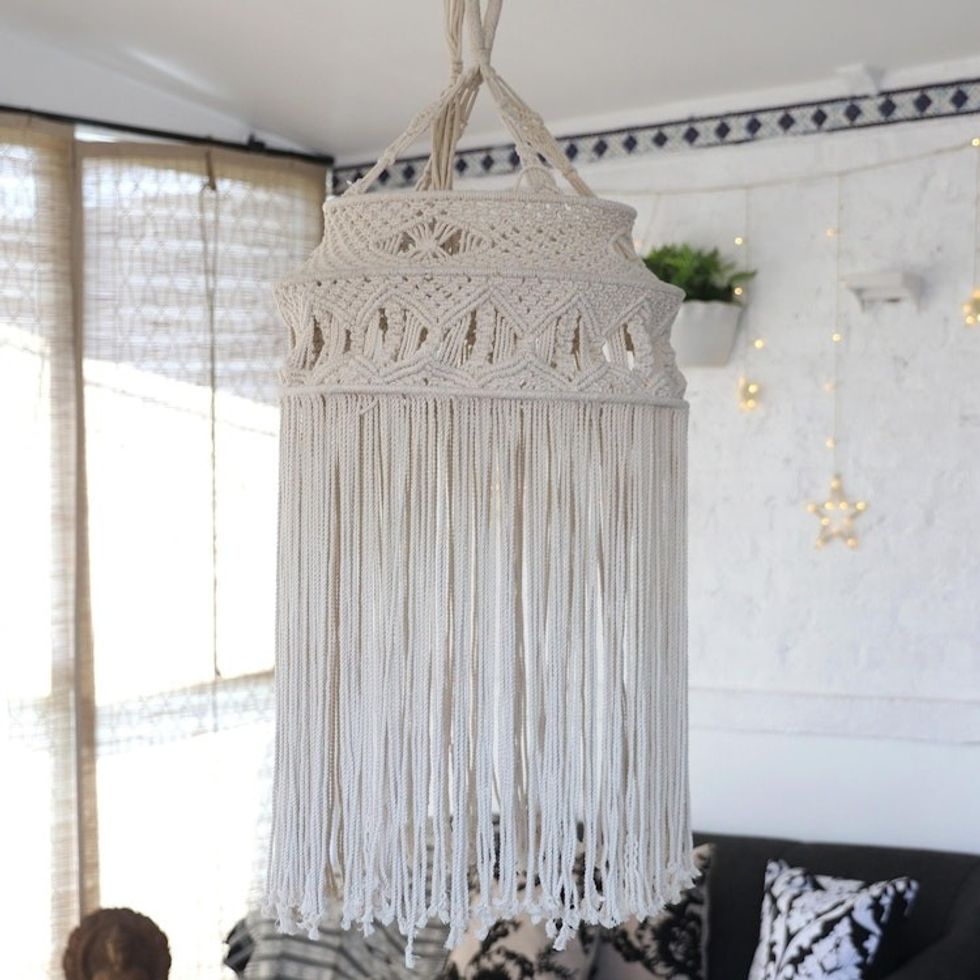 Hand Knotted Macrame Cotton Chandelier 'Boho Delight'