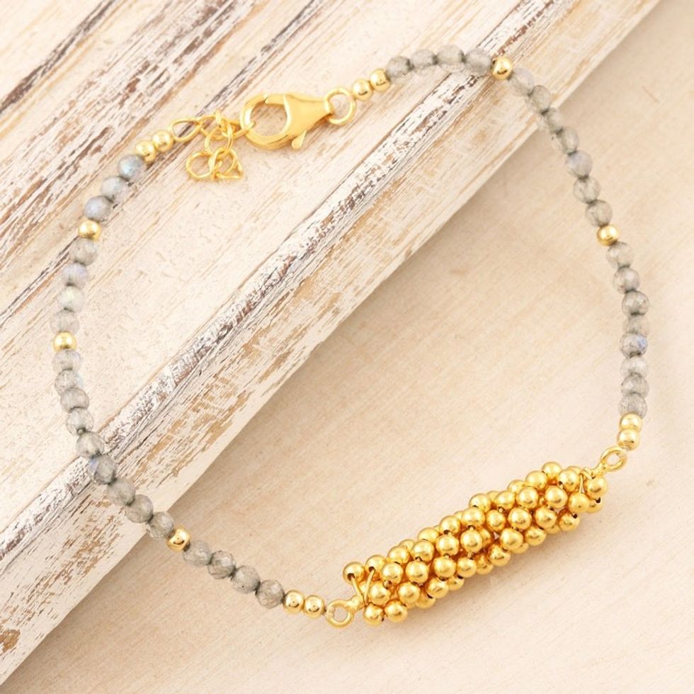 Gold-Plated Labradorite Beaded Bracelet 'True Glam'