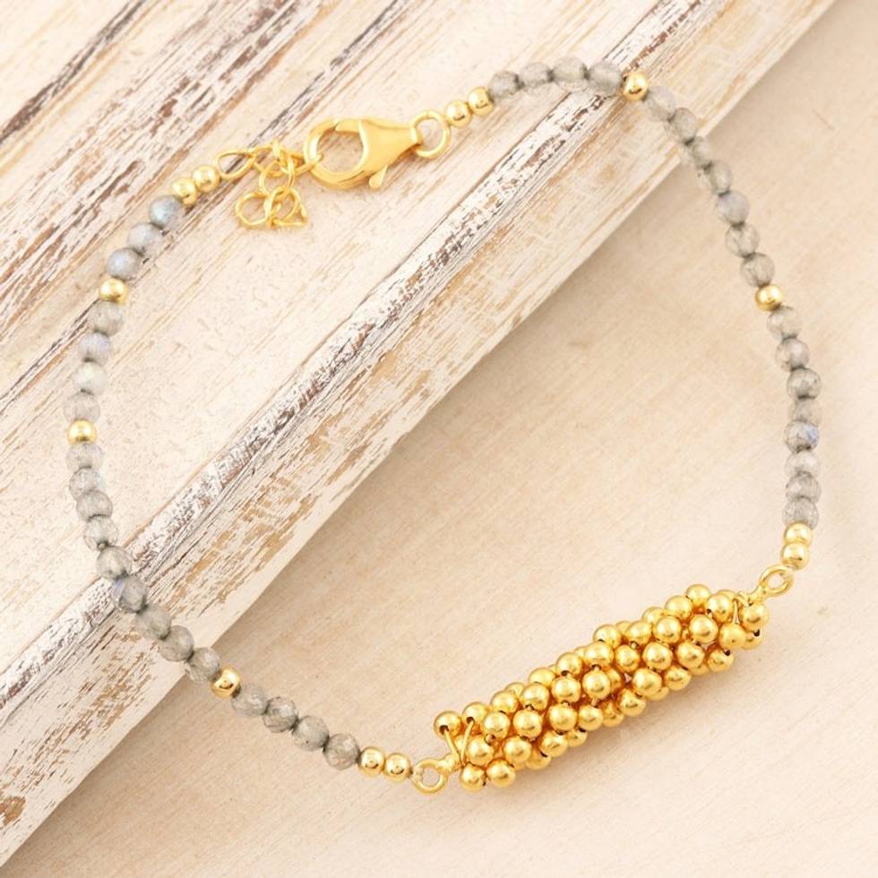 Gold-Plated Labradorite Beaded Bracelet 'True Glam'