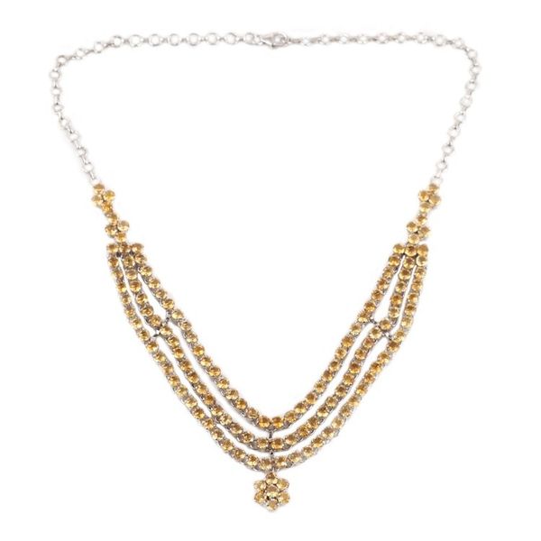 Alternate image for Rhodium-Plated Citrine Pendant Necklace from India Yellow Queen