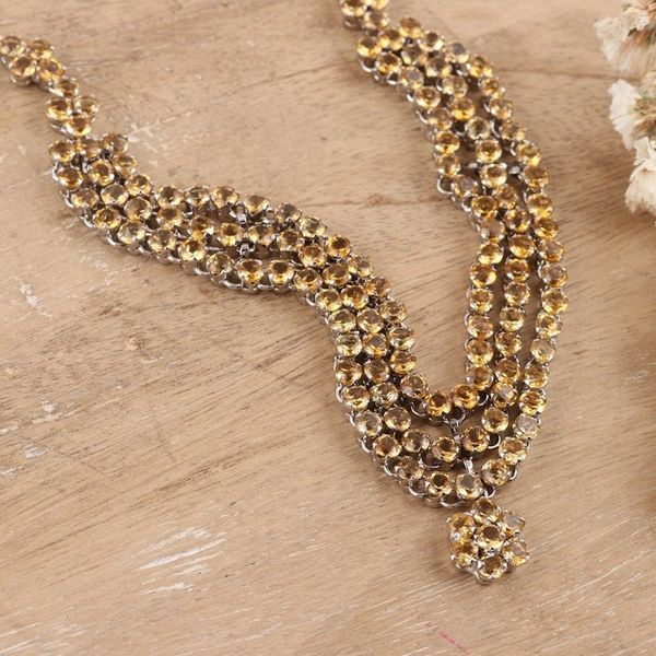 Alternate image for Rhodium-Plated Citrine Pendant Necklace from India Yellow Queen