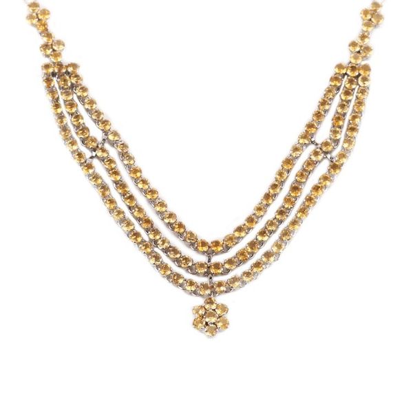 Alternate image for Rhodium-Plated Citrine Pendant Necklace from India Yellow Queen