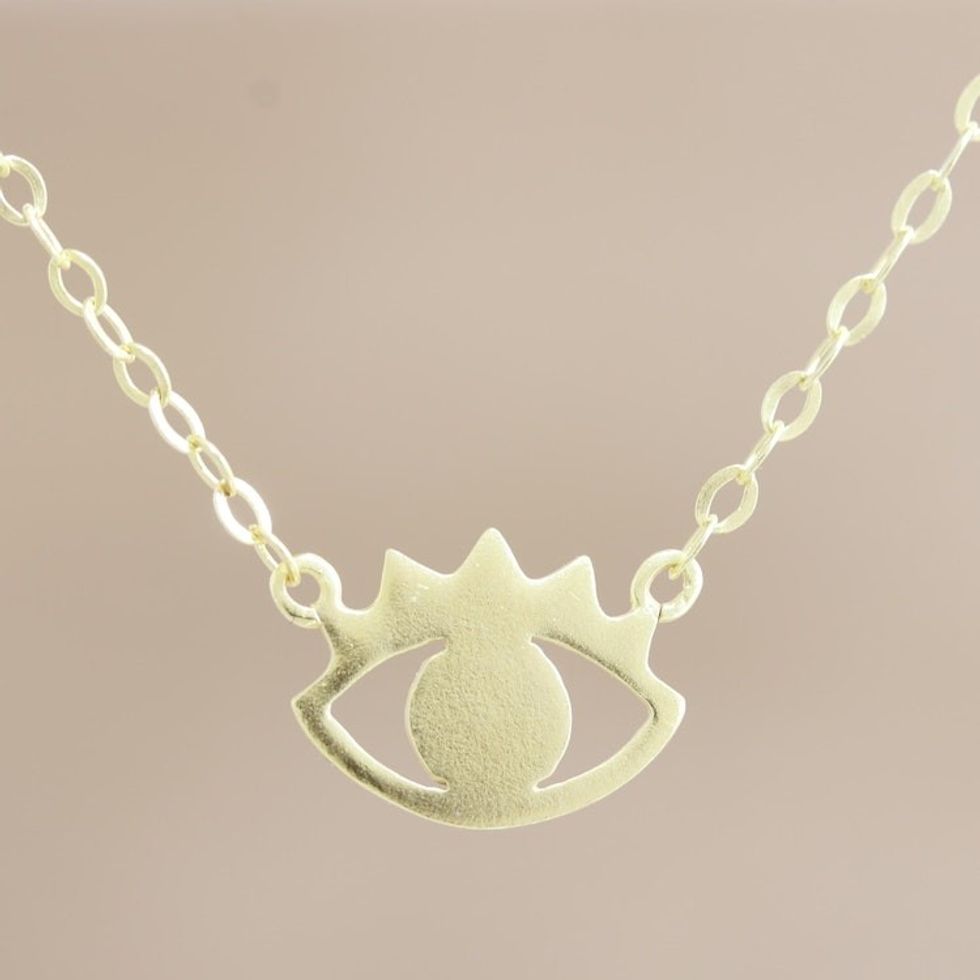 Gold-Plated Sterling Silver Eye Pendant Necklace 'Eye Do Care'