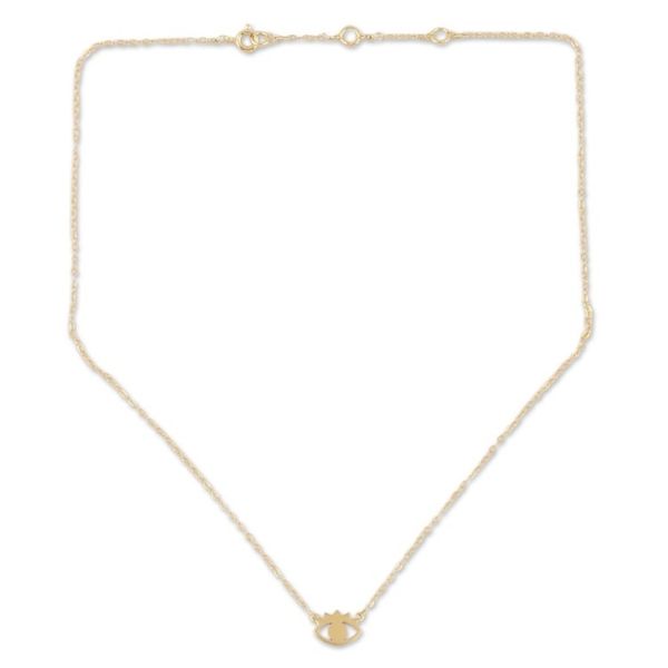 Alternate image for Gold-Plated Sterling Silver Eye Pendant Necklace Eye Do Care