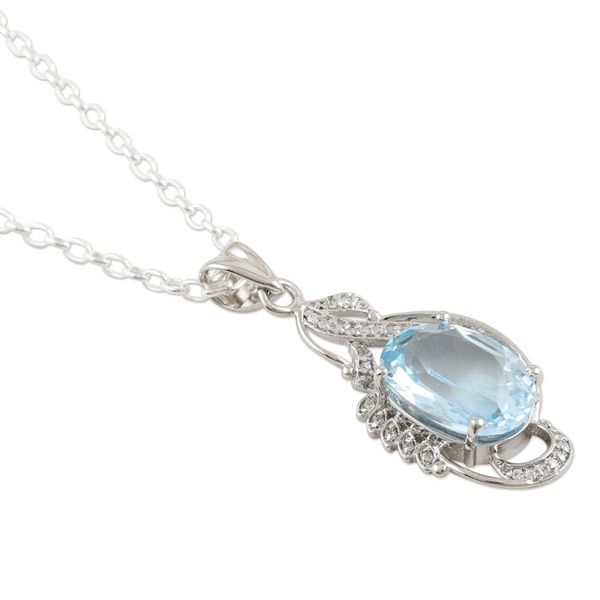 Alternate image for Blue Topaz and Cubic Zirconia Pendant Necklace Future Tense