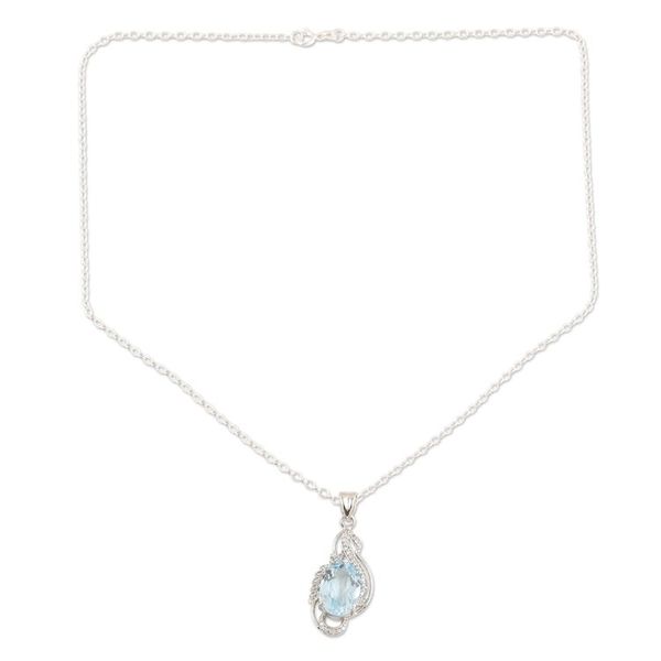 Alternate image for Blue Topaz and Cubic Zirconia Pendant Necklace Future Tense
