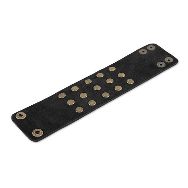 Alternate image for Unisex Leather Cuff with Brass Studs Golden Studs