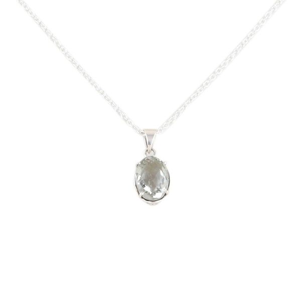 Alternate image for Handcrafted Prasiolite and Sterling Silver Pendant Necklace Pale Green Eyes