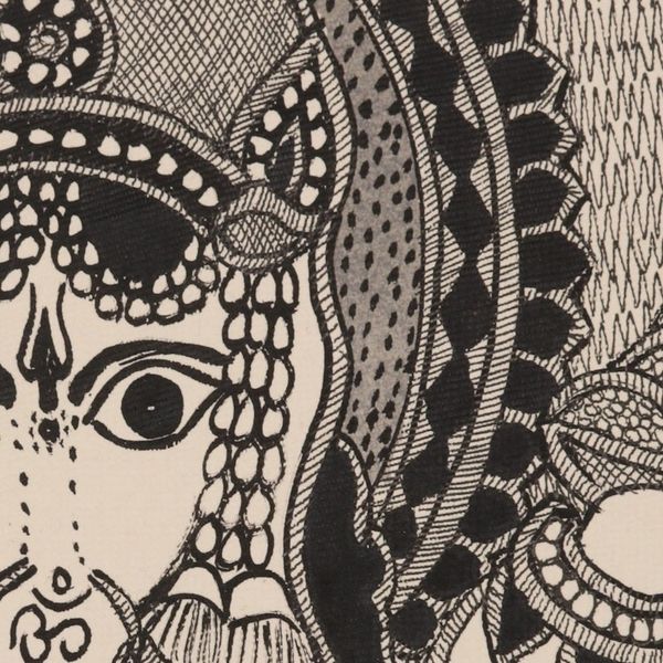 Alternate image for Madhubani Ganesha Painting on Handmade Paper Auspicious Ganesha