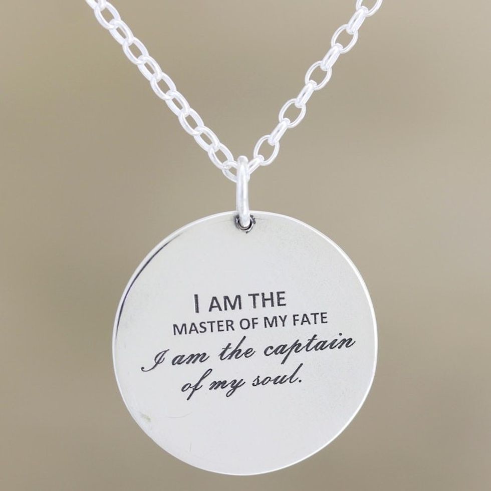 Inspirational Sterling Silver Pendant Necklace 'Soul Captain'