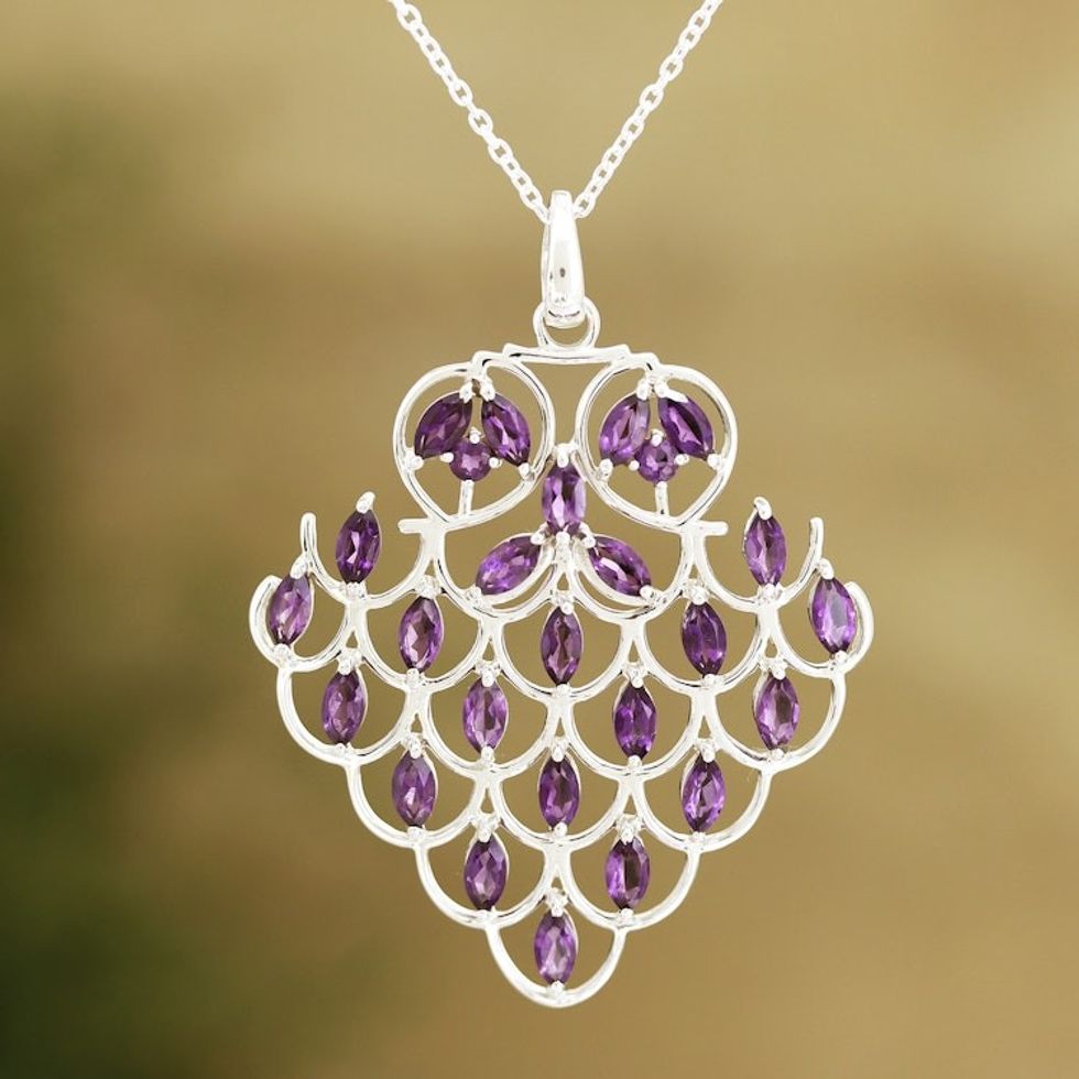 Amethyst and Sterling Silver Pendant Necklace 'Lilac Glamour'
