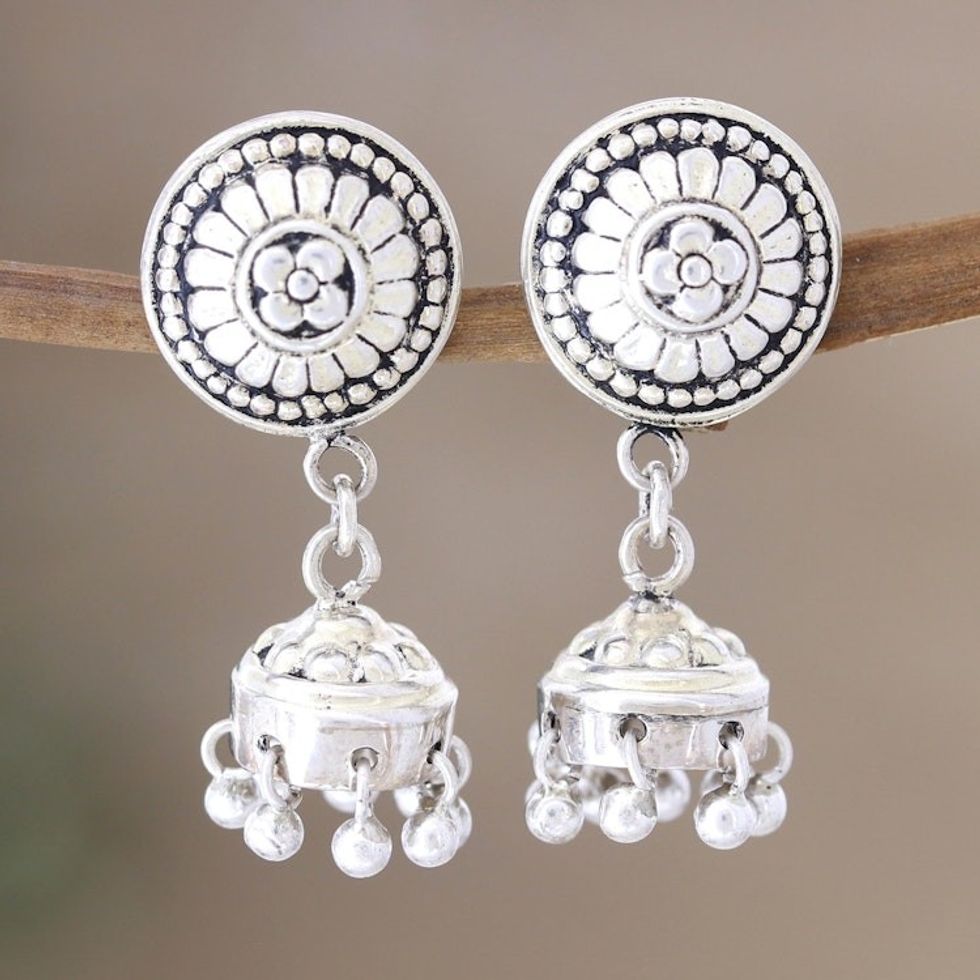 Hand Made Sterling Silver Dangle Earrings 'Slipping Away'