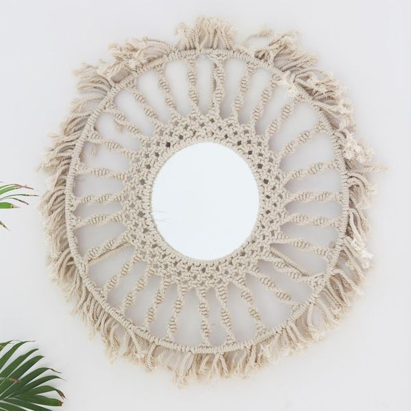 Alternate image for Hand Crafted Cotton Macrame Wall Mirror Shining Reflection