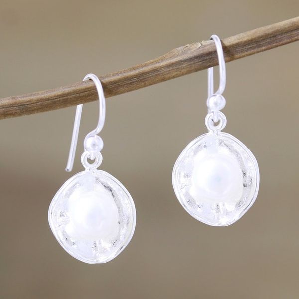 Alternate image for Handmade Cultured Pearl Dangle Earrings from India Paradise at Sea