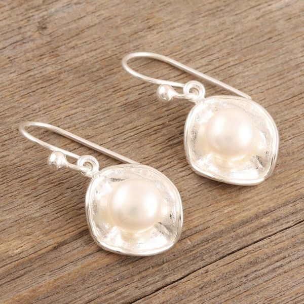 Alternate image for Handmade Cultured Pearl Dangle Earrings from India Paradise at Sea