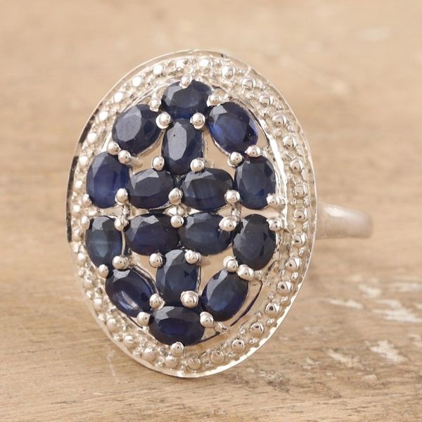 Alternate image for Artisan Crafted Rhodium-Plated Sapphire Cocktail Ring Dream Theory