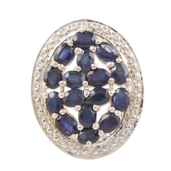Alternate image for Artisan Crafted Rhodium-Plated Sapphire Cocktail Ring Dream Theory