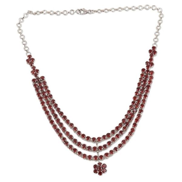 Alternate image for Handmade Rhodium-Plated Garnet Pendant Necklace Red Queen