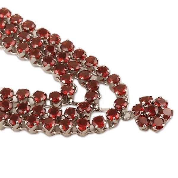 Alternate image for Handmade Rhodium-Plated Garnet Pendant Necklace Red Queen
