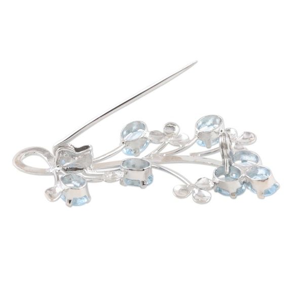 Alternate image for Rhodium-Plated Sterling Silver Blue Topaz Brooch Ice Dream