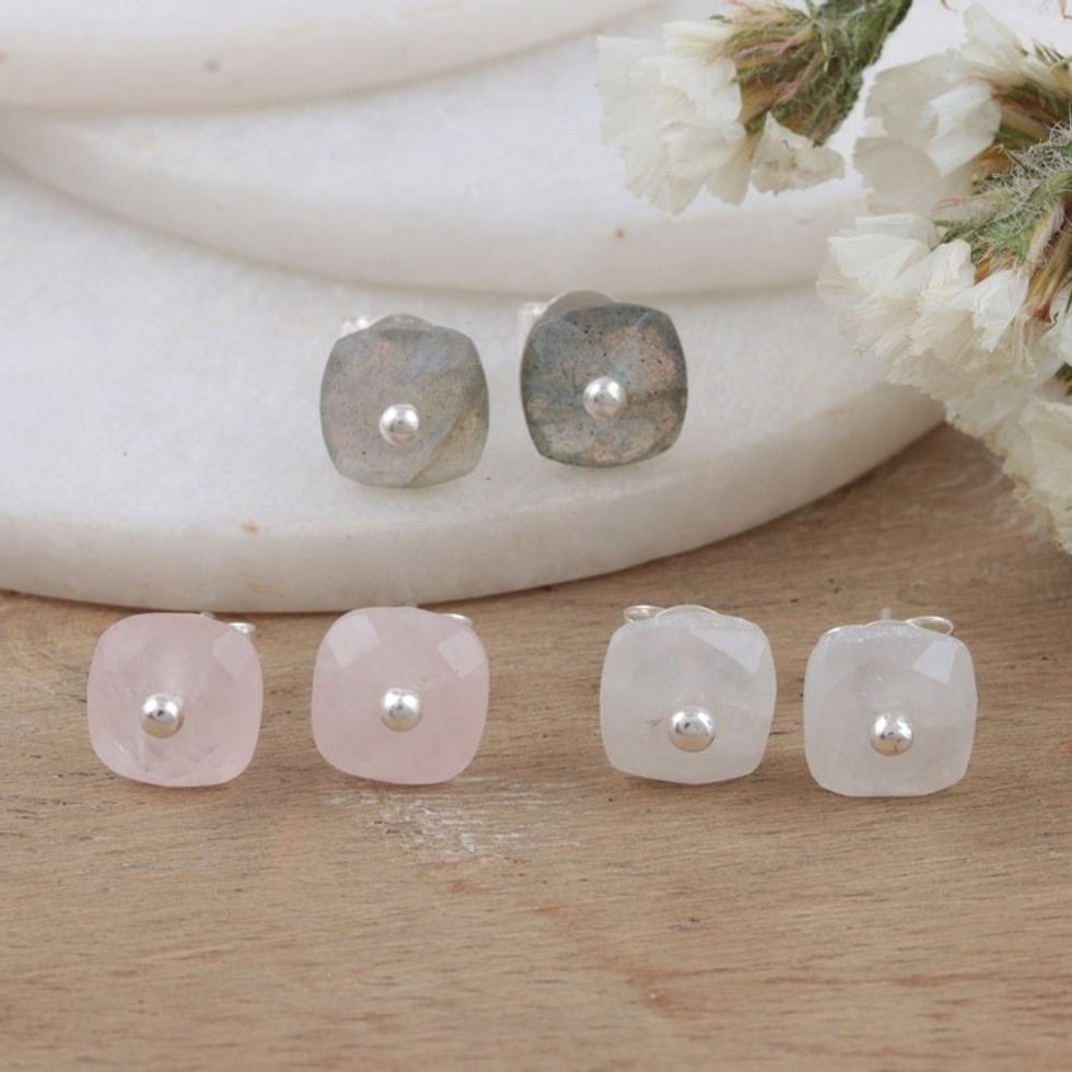Gemstone Stud Earring Set of 3 Pairs 'Present Perfect'