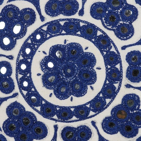 Alternate image for Embroidered Cotton Cushion Cover from India Royal Blue