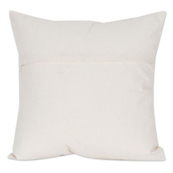 Alternate image for Embroidered Cotton Cushion Cover from India Royal Blue