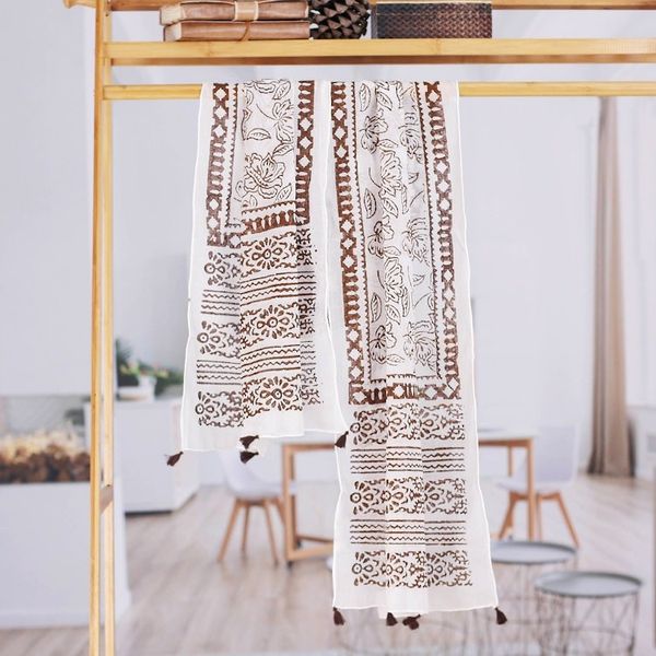 Alternate image for Indian Block-Printed Cotton Shawl Buoyant Blossom