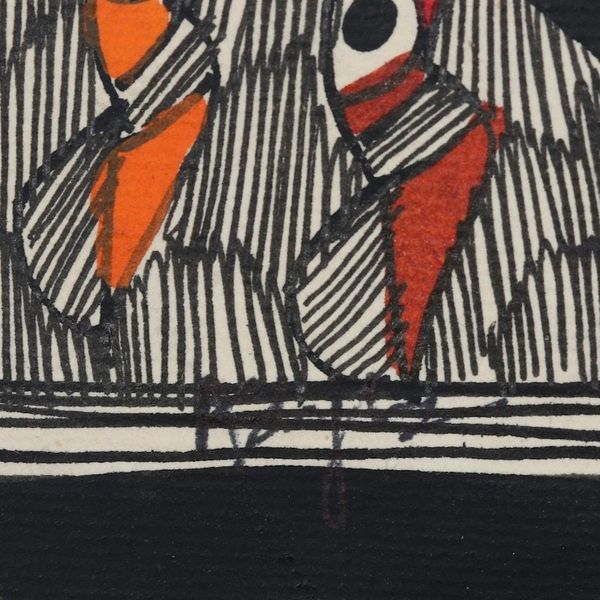 Alternate image for Signed Madhubani Painting with Colorful Birds Birdss Saga II