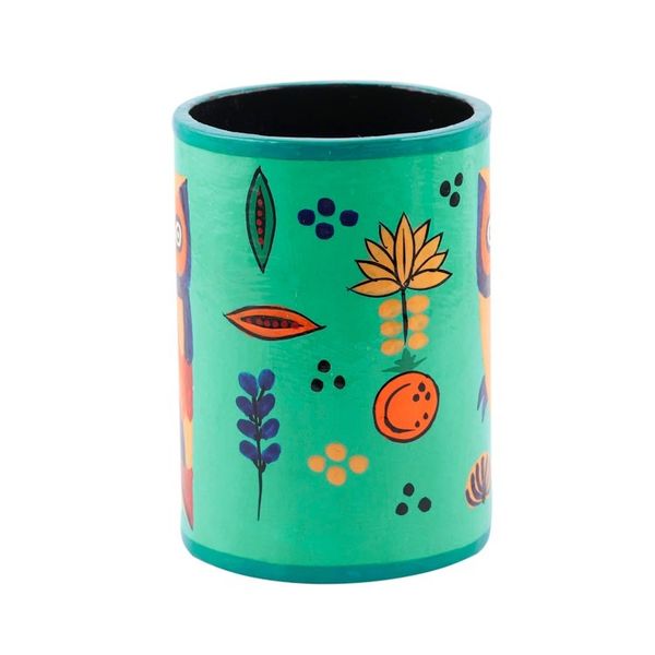 Alternate image for Papier Mache Owl-Motif Pen Holder Owl Story in Teal