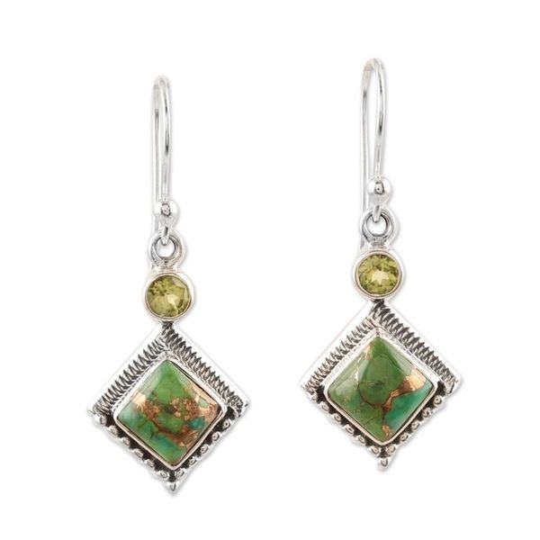 Alternate image for Indian Peridot and Sterling Silver Dangle Earrings Green Revolution