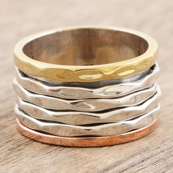 Alternate image for Unisex Sterling Silver Brass Copper Meditation Spinner Ring Graceful Alliance
