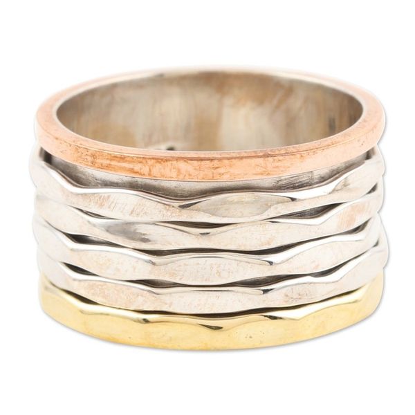 Alternate image for Unisex Sterling Silver Brass Copper Meditation Spinner Ring Graceful Alliance