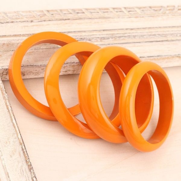 Alternate image for Set of 4 Mango Wood Orange Bangle Bracelets from India Orange Fusion