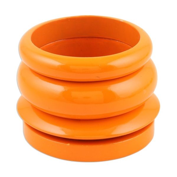 Alternate image for Set of 4 Mango Wood Orange Bangle Bracelets from India Orange Fusion