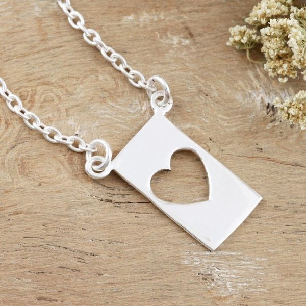 Alternate image for Sterling Silver Heart-Motif Pendant Necklace Framed in Love