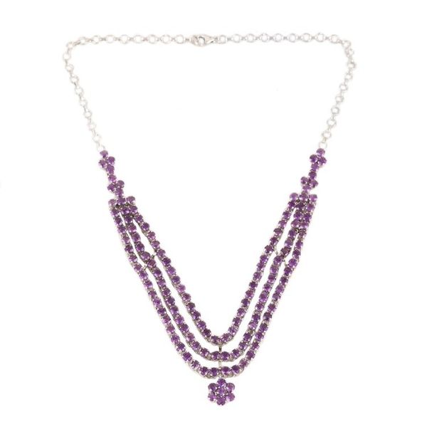 Alternate image for Rhodium-Plated Amethyst Pendant Necklace from India Amethyst Queen