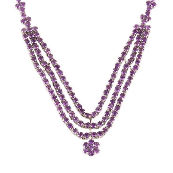 Alternate image for Rhodium-Plated Amethyst Pendant Necklace from India Amethyst Queen