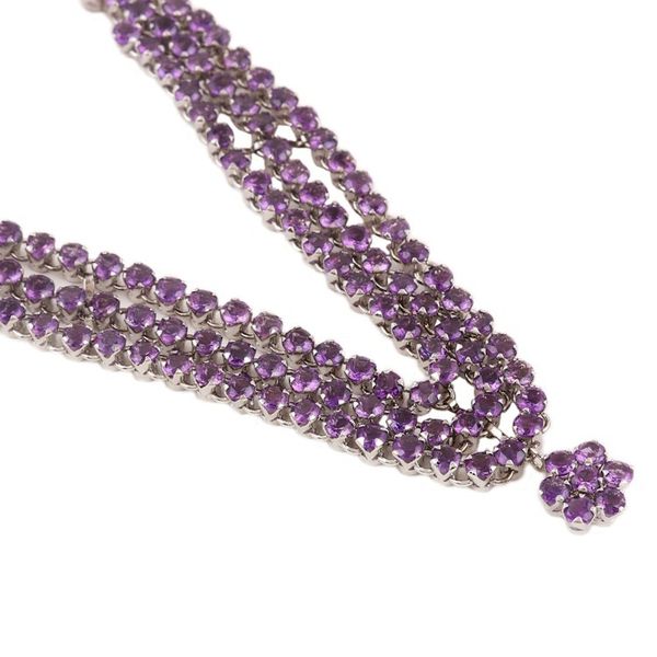 Alternate image for Rhodium-Plated Amethyst Pendant Necklace from India Amethyst Queen