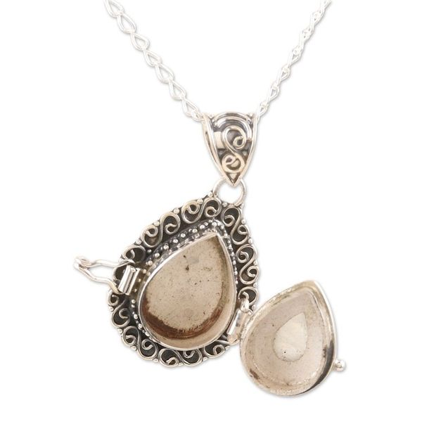 Alternate image for Rainbow Moonstone and Sterling Silver Locket Necklace Question Mark