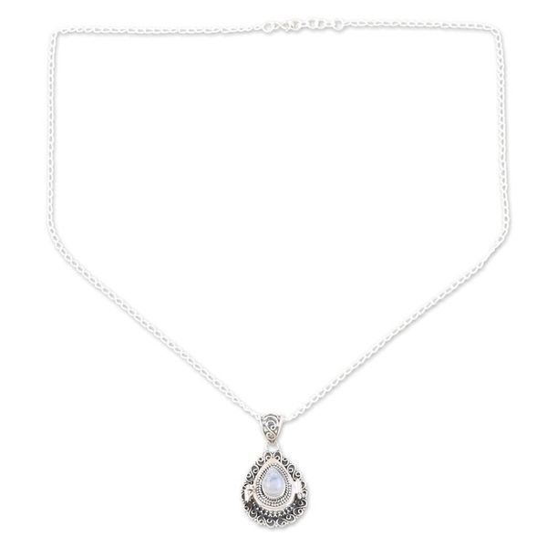 Alternate image for Rainbow Moonstone and Sterling Silver Locket Necklace Question Mark
