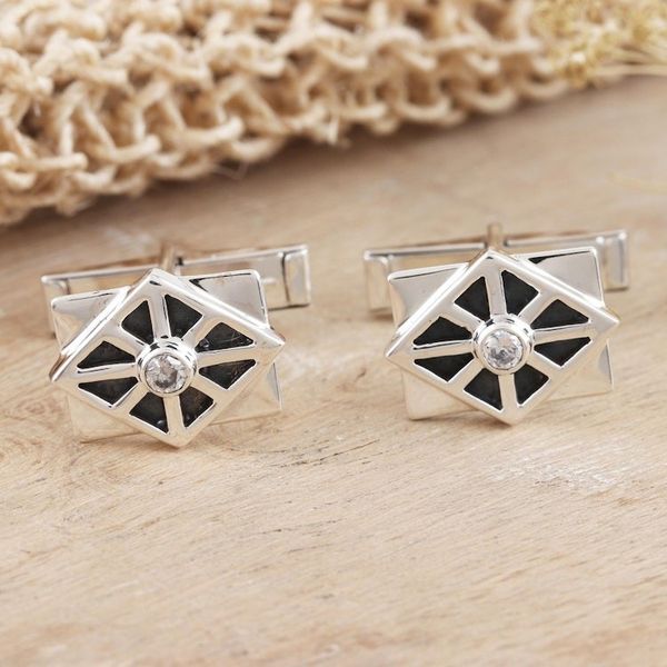 Alternate image for Mens Cubic Zirconia and Sterling Silver Cufflinks Best Dressed
