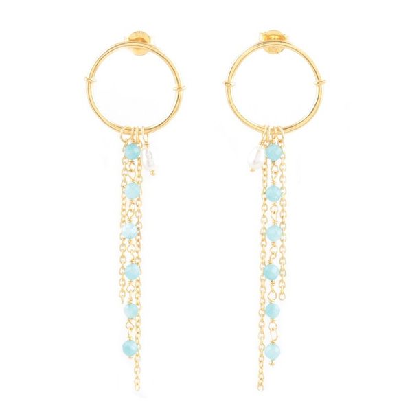 Alternate image for Gold-Plated Chalcedony and Cultured Pearl Dangle Earrings Light Rain