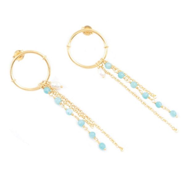 Alternate image for Gold-Plated Chalcedony and Cultured Pearl Dangle Earrings Light Rain