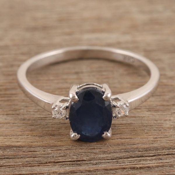 Alternate image for Rhodium-Plated Sapphire and Cubic Zirconia Ring Depth of Dreams
