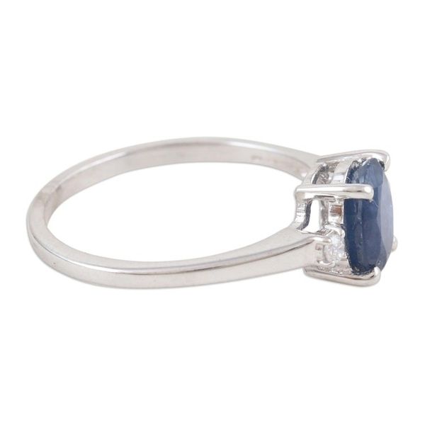 Alternate image for Rhodium-Plated Sapphire and Cubic Zirconia Ring Depth of Dreams