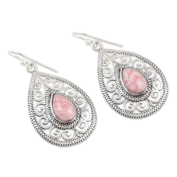 Alternate image for Artisan Handmade Rhodochrosite Earrings Paean