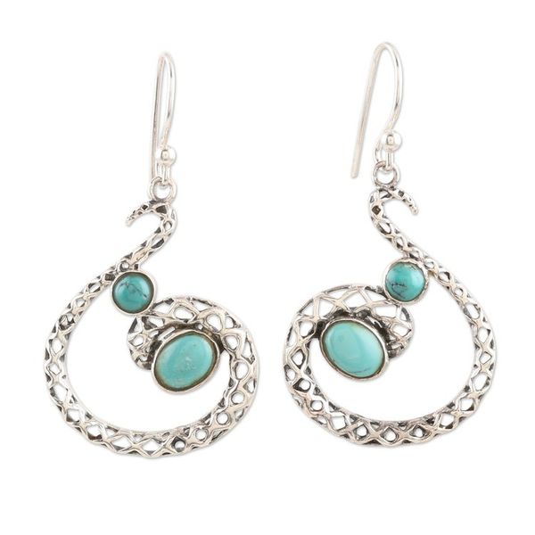 Alternate image for Artisan Crafted Sterling Silver Dangle Earrings Fancy Swirl