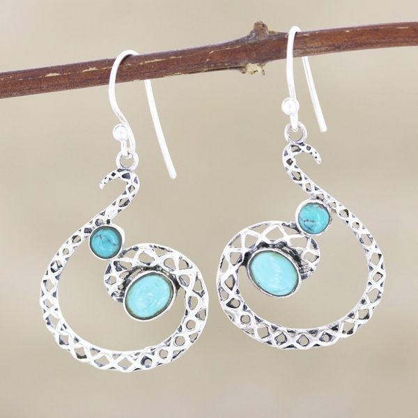 Alternate image for Artisan Crafted Sterling Silver Dangle Earrings Fancy Swirl